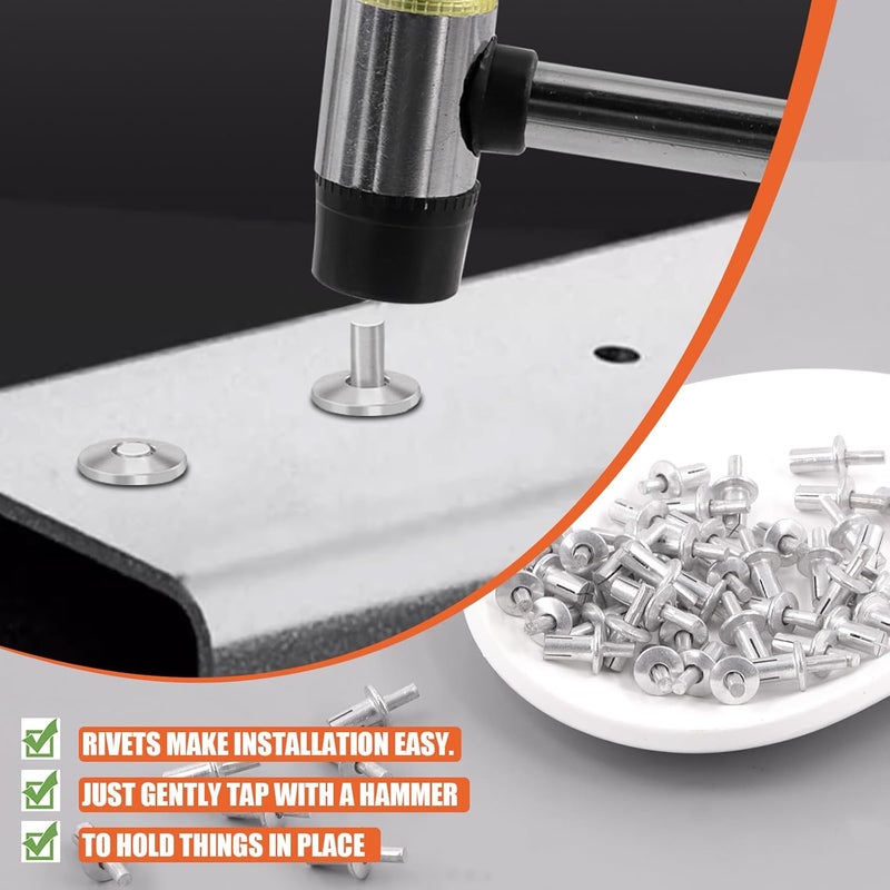 Tanstic 100Pcs M5x11mm Half Round Head Aluminum Core Rivet Drive Rivets Hammer Drive Rivets Knock Type Expansion Aluminum Rivet for Home Industry - Image 4